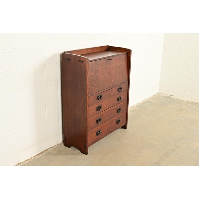 Gustav Stickley Antique Mission Oak Arts & Crafts Drop Front Secretary Desk, Circa 1910 For Sale - Image 17 of 17