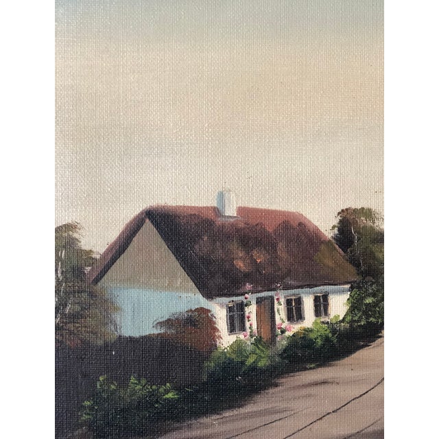Vintage Original Cottage Oil Painting: Countryside Landscape Art For Sale - Image 4 of 12