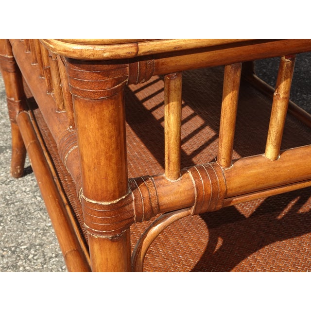 Coffee Table Ethan Allen ~ French Country Brown Bamboo Rattan Cocktail Table For Sale - Image 13 of 18