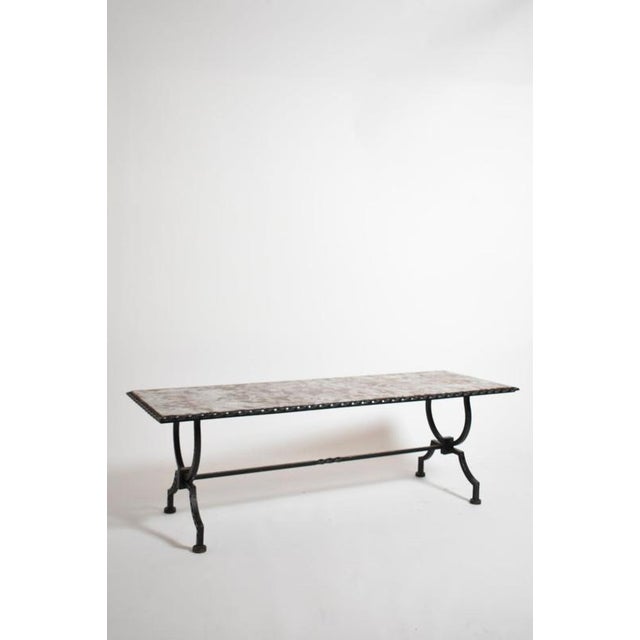 Wrought Iron and Marble Coffee Table, 1940s For Sale - Image 4 of 6