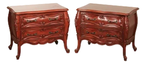 Fremarc Designs French Provincial Style Pair of Bombe Nightstands