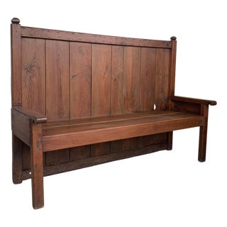 Spanish Early 20th Century Bench with Dove-Tail and Tall Back For Sale