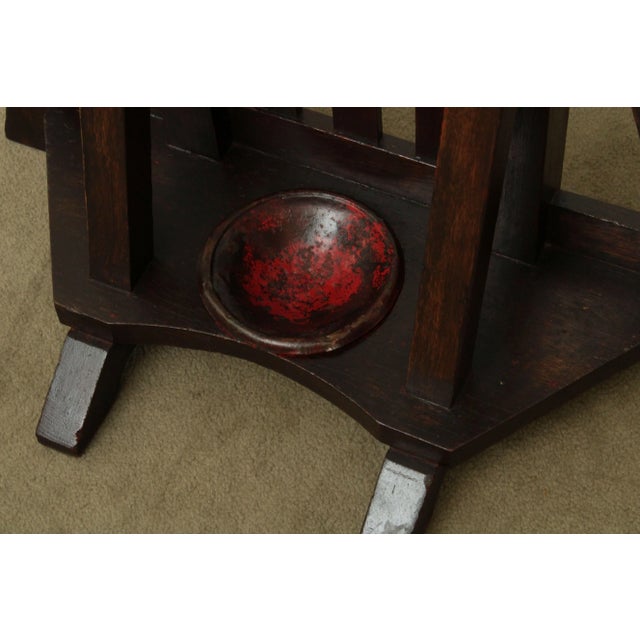 Lifetime Antique Mission Oak Double Coatrack Umbrella Stand For Sale - Image 11 of 13