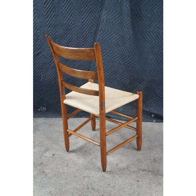 2 Antique Shaker Style Maple Woven Rush Country Farmhouse Dining Side Chairs For Sale - Image 6 of 12