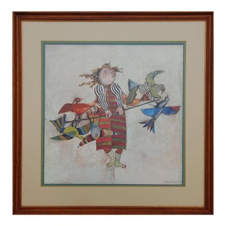 1970s The Bird Vendor Offset Lithograph by Graciela Rodo Boulanger For Sale