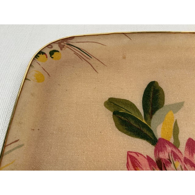 Textile Vintage Exotic Flower Fabric Covered Tray For Sale - Image 7 of 11