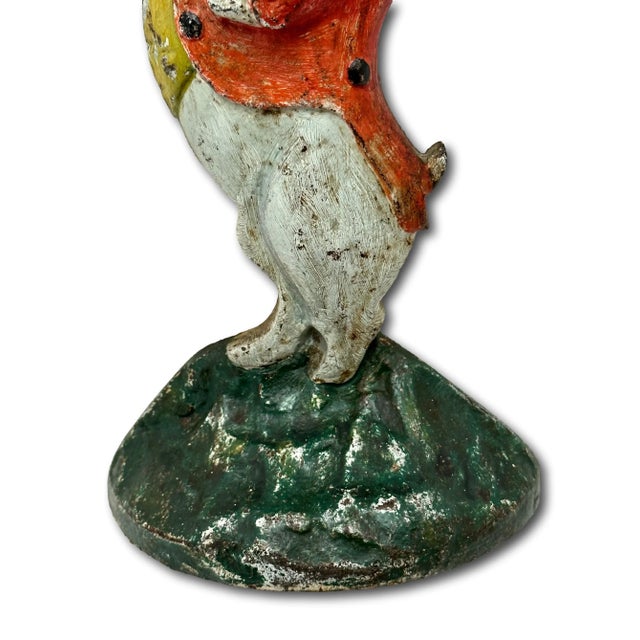 Scarlet Rare Antique American Albany Foundry Model #94 Rabbit With Top Hat Cast Iron Doorstop - Circa 1920s For Sale - Image 8 of 12