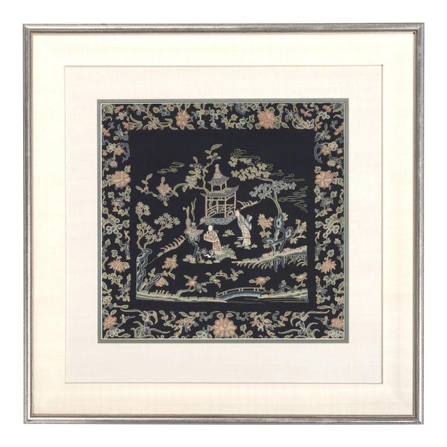 Framed Chinese Antique Textile Qing Dynasty Provenance For Sale