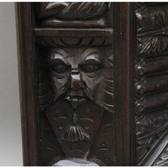 17th Century Carved Oak Overmantle, 1680s For Sale - Image 3 of 10