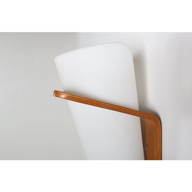 Brown Wall Lamp in Curved Teak and Plywood by Louis Kalff for Philips, 1959 For Sale - Image 8 of 12