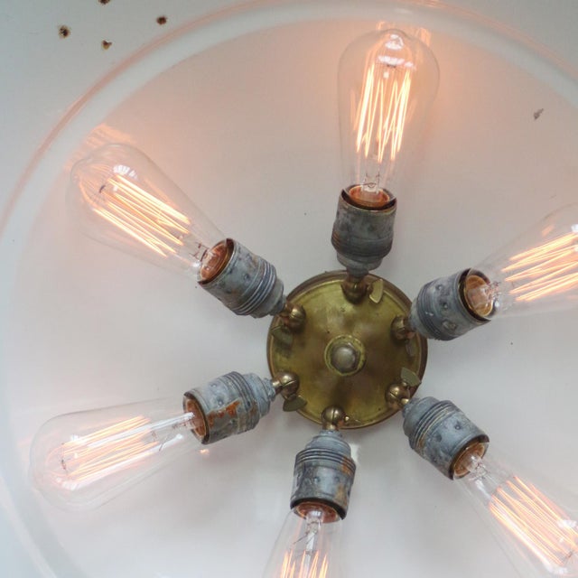 Philips Large Mid-Century Modern Dutch Industrial Grey Enamel Pendant Lamps from Philips For Sale - Image 4 of 9