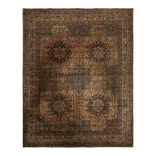 Antique Persian Tabriz Rug in Brown With Geometric Patterns For Sale