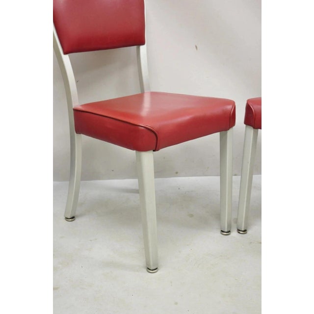 General Fireproofing Company Mid 20th Century Vintage General Fireproofing GoodForm Aluminum Red Vinyl Side Chairs - A Pair For Sale - Image 4 of 11