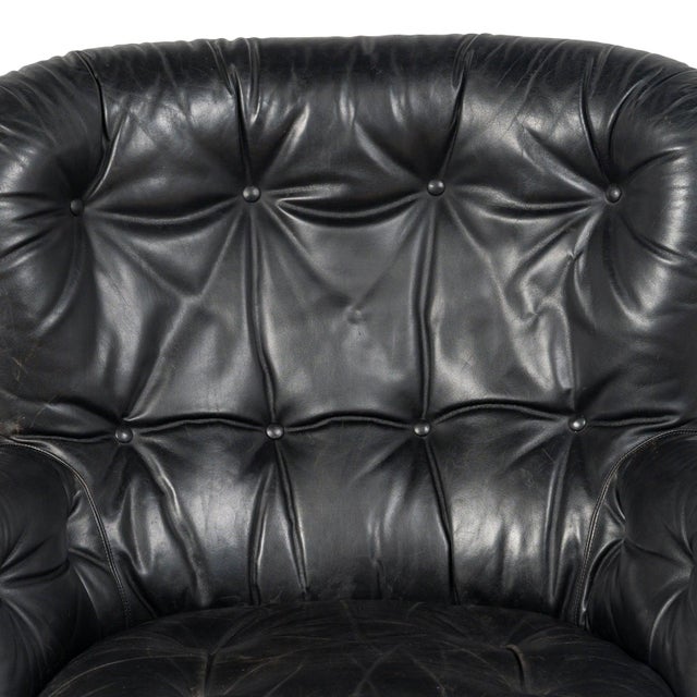 Black Set of Karate Lounge Chair and Ottoman attributed to Michel Cadestin for Airborne, 1970s For Sale - Image 8 of 13