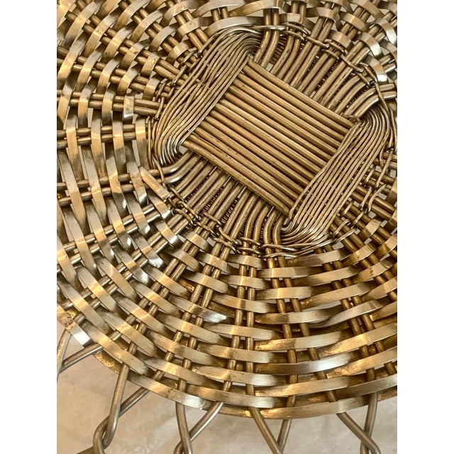Mid 20th Century Vintage Mid-Century Woven Mixed Metal Media Americana Egg Gathering Basket For Sale - Image 9 of 11