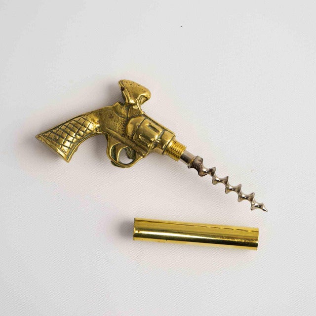 Brass Vintage Brass Revolver Corkscrew & Bottle Opener For Sale - Image 8 of 13