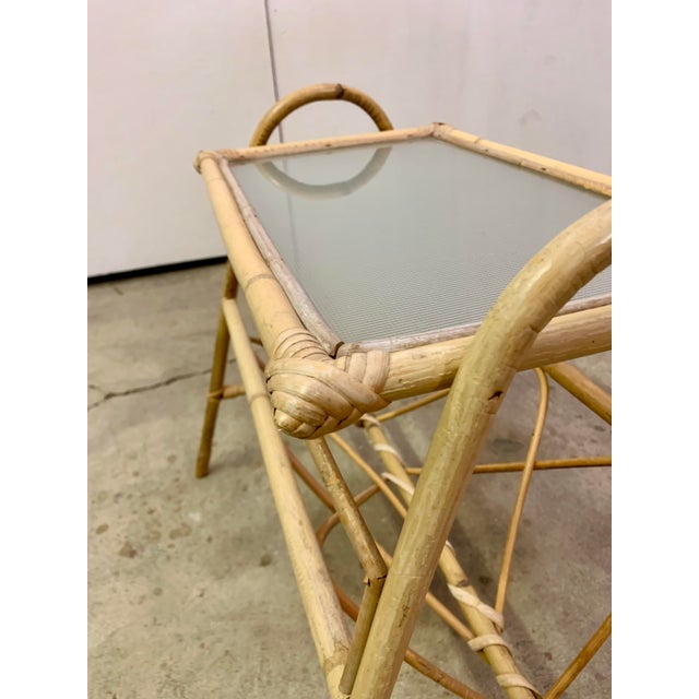 Italian Midcentury Rattan & Bamboo Side Table / Magazine Rack, 1950/60s For Sale - Image 10 of 12