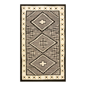1930s Gray Geometric Antique American Navajo Rug 4'8'' X 7'9'' Flat Weave Wool Carpet