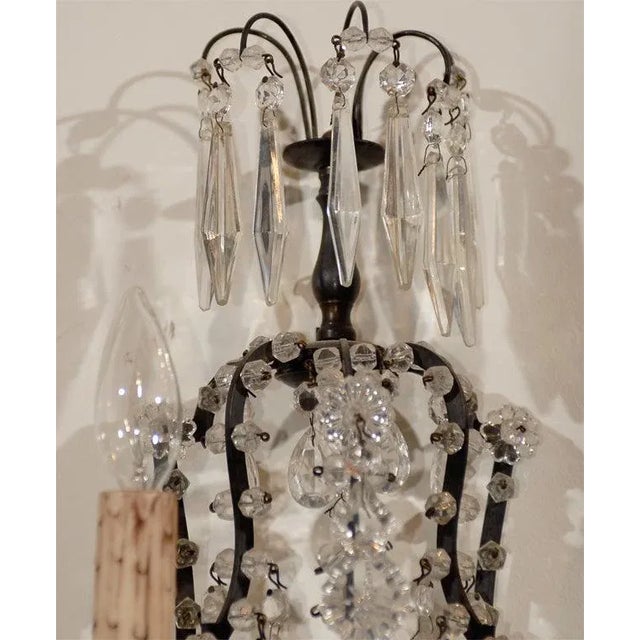 Late 19th Century French, 1890s Rococo Style Two-Light Crystal Sconces - A Pair For Sale - Image 5 of 11