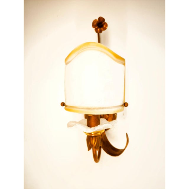 Wrought Iron Wall Light with Glass Fan For Sale - Image 9 of 16