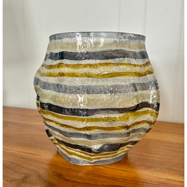 Hand Painted Textured Glass Vases For Sale In Providence - Image 6 of 8
