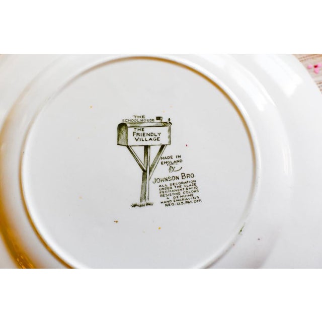 American Set of 6 Vintage Johnson Brothers Friendly Village 9.75" Dinner Plates For Sale - Image 3 of 10