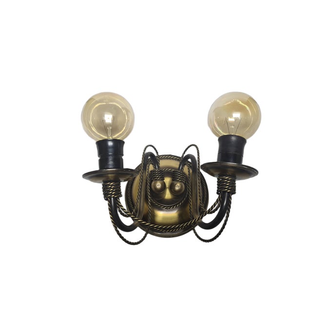1930s Art Nouveau Two-Armed Wall Lamp, Poland, 1970s For Sale - Image 5 of 18