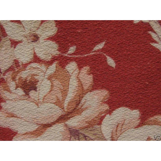 Antique French Rococo Fragonard Floral Red Curtain Panel Fabric