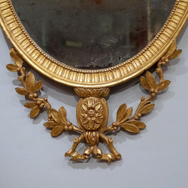 Wood George III Oval Giltwood Mirror, 18th Century For Sale - Image 7 of 12