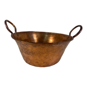 Antique French Hammered Copper Pot With Handles