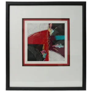 1980s Abstract Mixed Media Painting of Ship