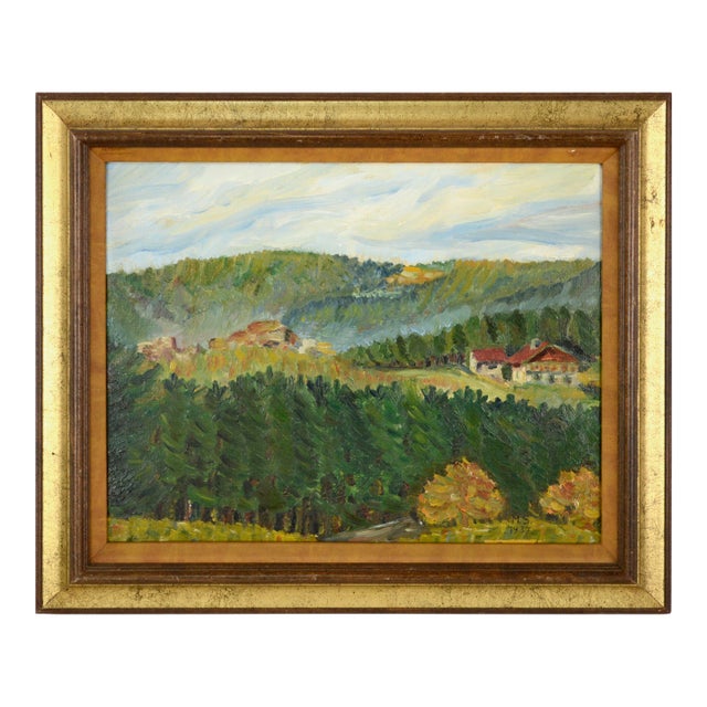 House in the Forest, Mid-Century German Landscape With Trees, 1937 For Sale