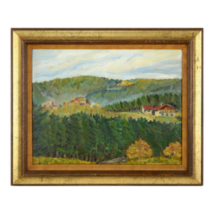 House in the Forest, Mid-Century German Landscape With Trees, 1937