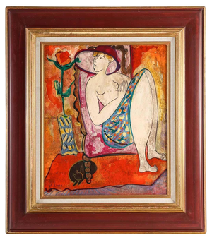 Linda Le Kinff, Composition, Oil on Panel, Framed