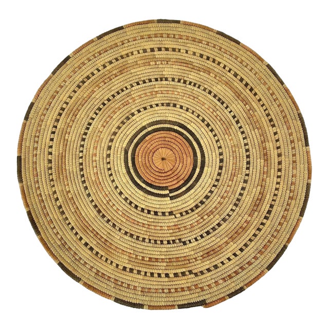 Early 20th Century Old Hausa Flat Basket Nigeria 17inch MATTER COLLECTION For Sale