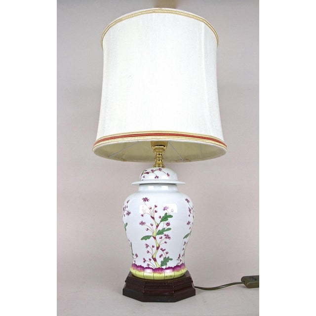 1970s Vintage Ceramic Table Lamps with Lampshades, 1970s, Set of 2 For Sale - Image 5 of 18