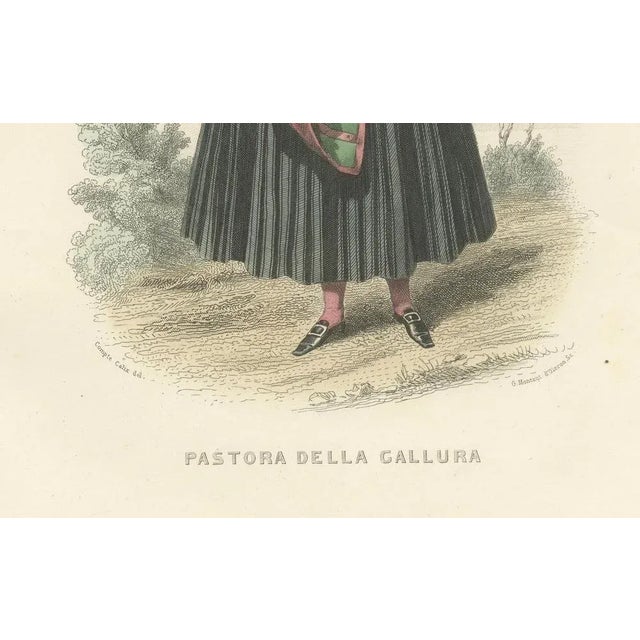 Compte-Calix, Sardinian Shepherdess, 1853, Hand-Colored Print For Sale - Image 3 of 10