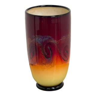 Nicholas Cash Nourot Hand-Blown Art Glass Vase For Sale