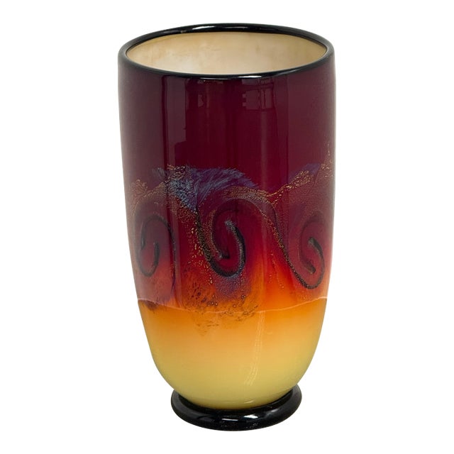 Nicholas Cash Nourot Hand-Blown Art Glass Vase For Sale