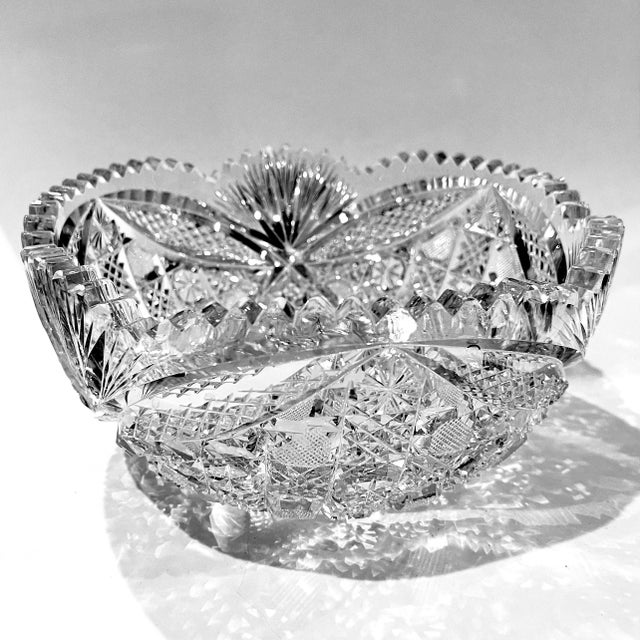 American Early 20th Century American Brilliant Deep Cut Crystal Bowl For Sale - Image 3 of 11