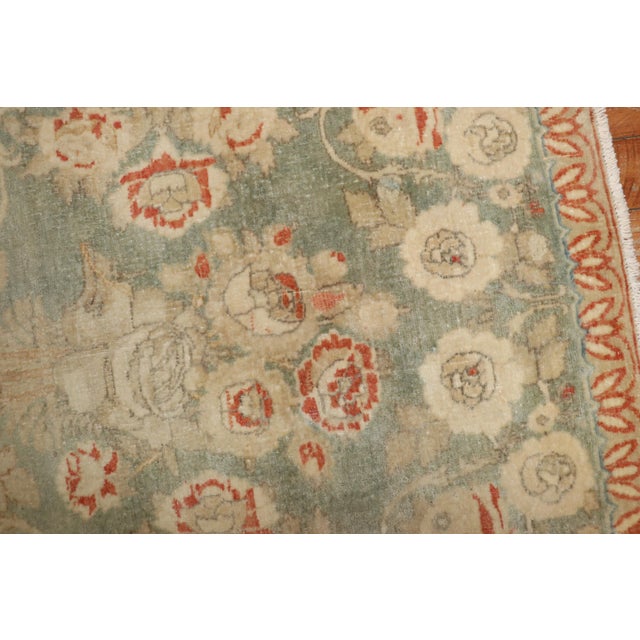 Textile Early 20th Century Zabihi Collection Persian Kashan Light Green Mat - 1'11" x 2'9" For Sale - Image 7 of 7