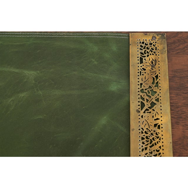 Metal Tiffany Studios New York Grapevine Bronze Blotter Ends With Leather Desk Blotter For Sale - Image 7 of 13