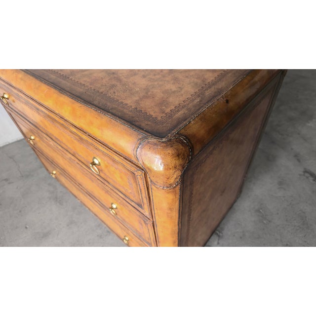Metal Leather Wrapped Dresser Chest by Maitland-Smith For Sale - Image 7 of 11
