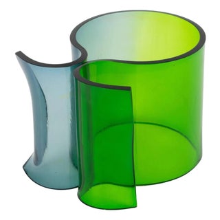Massive Modernist Blue and Emerald Plexiglass Lucite Bangle Bracelet For Sale