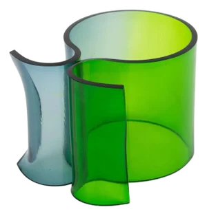 Massive Modernist Blue and Emerald Plexiglass Lucite Bangle Bracelet