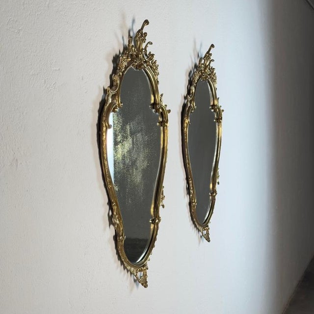 Louis XVI Style Florentine Brass Mirrors, 1890, Set of 2 For Sale - Image 3 of 15