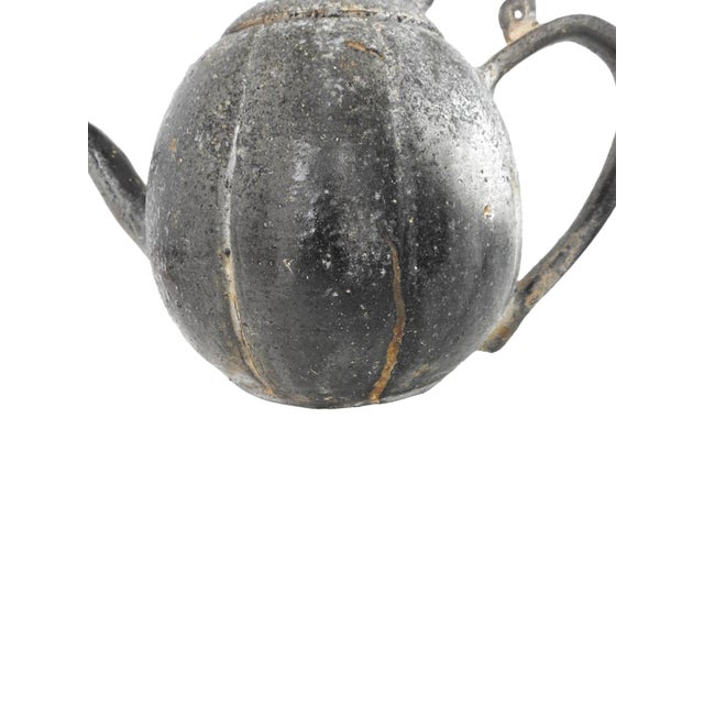 Black 19th Century Japanese Cast Iron Pumpkin-Shaped Chagama/Tetsubin Teapot Late Edo to Early Meiji Period For Sale - Image 8 of 12