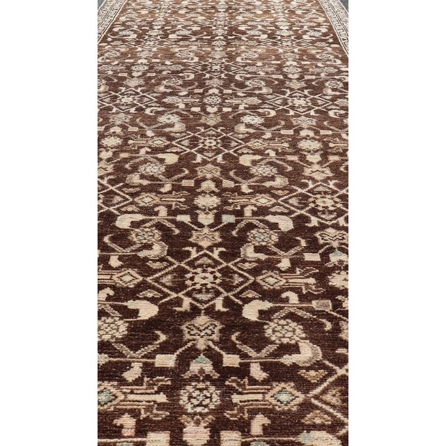 Mid 20th Century Vintage Persian Mahal Runner With All-Over Herati Design in Brown For Sale - Image 5 of 11