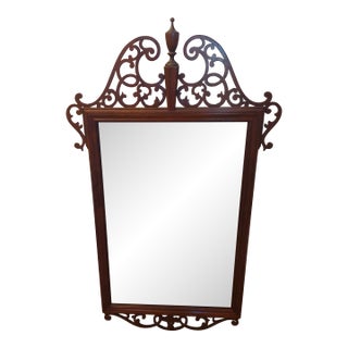 Vintage Baker Furniture Chippendale Style Mahogany Fretwork Wall Mirror For Sale