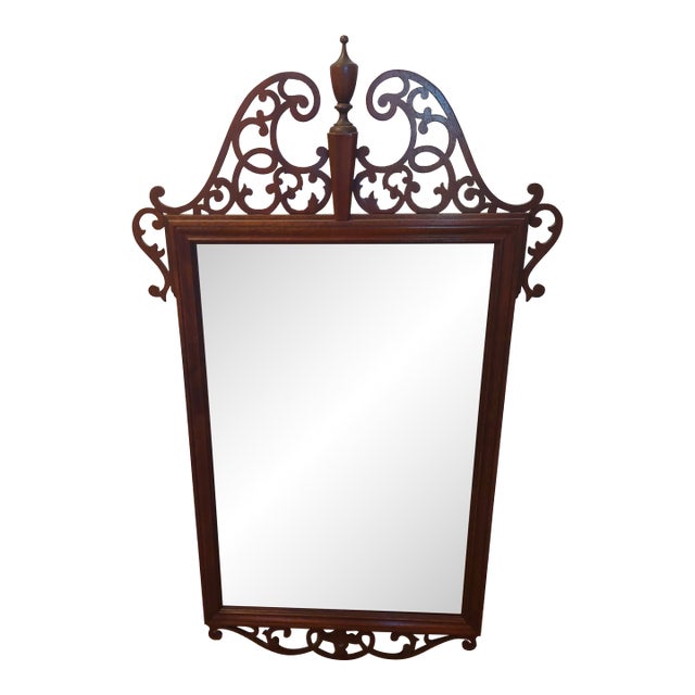 Vintage Baker Furniture Chippendale Style Mahogany Fretwork Wall Mirror For Sale